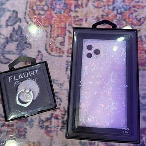 Flaunt Abalone Shell square case white opal brand new never used with phone ring